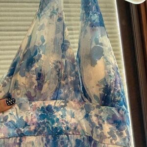 Floral Halter Dress in Blue and Purple